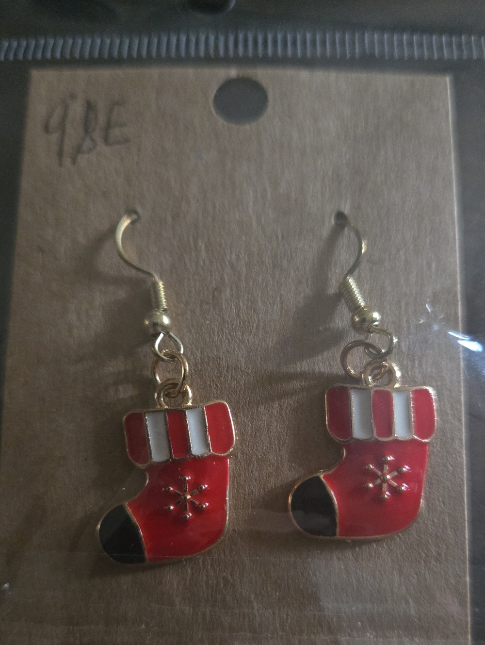 Holiday Red Stocking Dangle Earrings